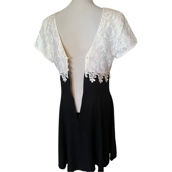 VTG 90s Gunne Sax Jessica McClintock Black White Lace Dress NWT NOS HoCo - Picture 6 of 16